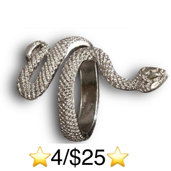 Silver Tone Adjustable Snake Ring - Picture 1 of 9